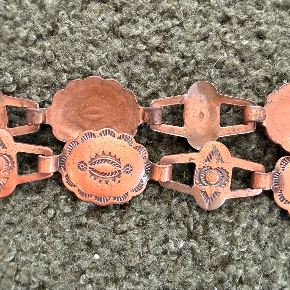 Vintage Navajo Copper Concho Belt Southwestern 32… - image 2